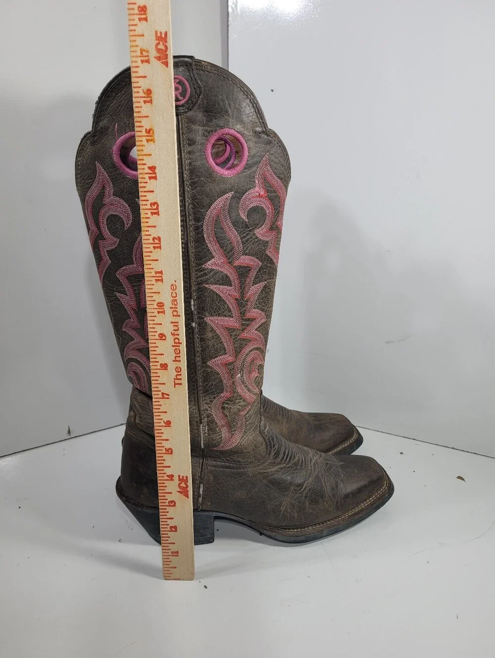 Tony Lama Women’s Tall Buckaroo Cowboy Boots Size 8.5 B Brown Pink RR2008L 16